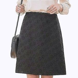 LOFT Black Textured Floral Dot Skirt Women's Size 6 Career Party‎ Work NWT